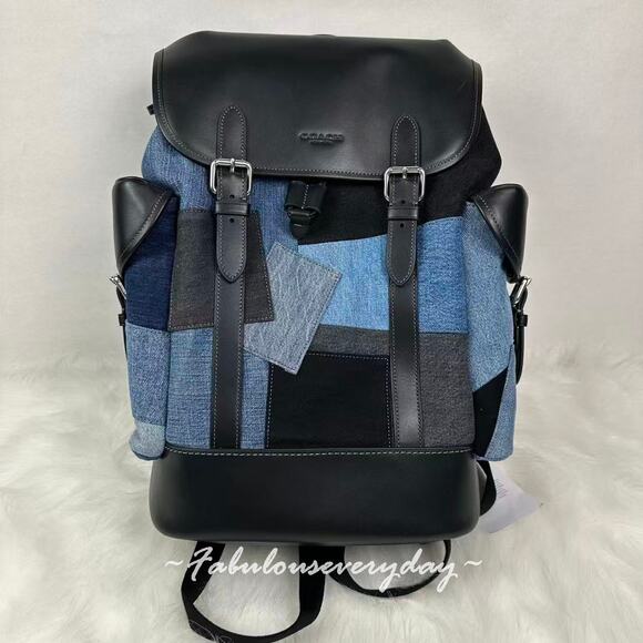 Coach Men's Hitch Backpack With Patchwork In Denim Multi CAJ52 $795 - Picture 1 of 13